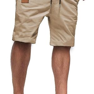JMIERR Mens Cotton Stretch Shorts Casual Drawstring Twill Chino Shorts | Drawstring Waist, Phone Pockets, Golf, Summer Beach Cruise Outfits, Machine Wash
