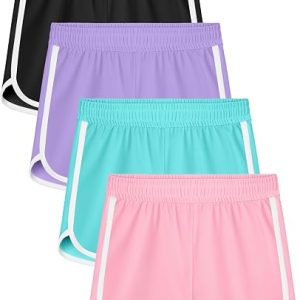Resinta 4 Packs Girls Soccer Shorts Toddler Girls Athletic Shorts Quick Dry Workout Dolphin Kids Active Shorts