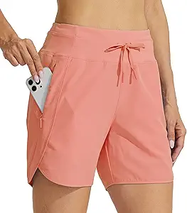 Willit Women's Athletic Running Shorts 5" Quick Dry Workout Hiking High Waisted Active Gym Exercise Zipper Pocket