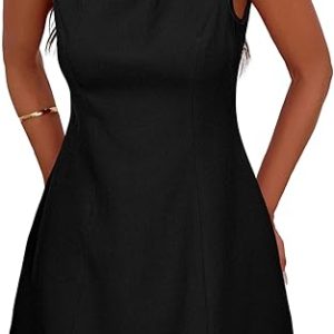 PRETTYGARDEN Women's Formal Short Dresses A Line Mini Dress | Sleeveless, Boat Neck, Elegant Classy, Wedding Guest Dresses, Holiday Party, Graduation Cocktail, Business Casual Work Wear