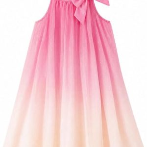 Summer Dresses for Girls Subtle Shimmer Chiffon Dress Casual Clothes Little Girl Kids Halter Neck Party Sundress 4-12Y