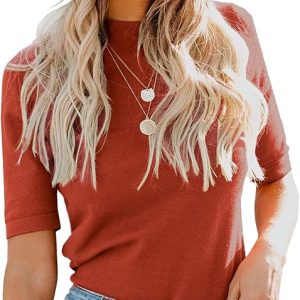LIYOHON Womens Tops Dressy Casual Mock Turtleneck Business Short Sleeve T Shirts Going Out Tops 2026