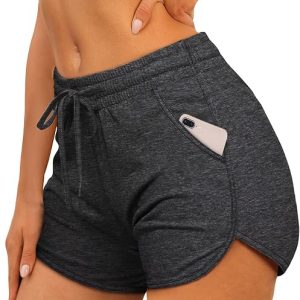 Aloodor Womens Athletic Shorts Running Dolphin Shorts with Pockets and Drawstring