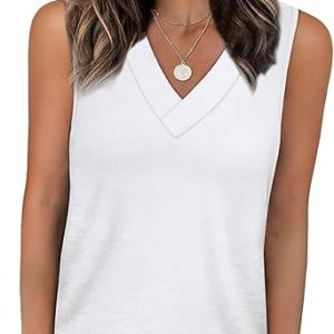 WIHOLL Tank Tops for Women Summer V Neck T Shirts Trendy Sleeveless Basic Tees Fashion Clothing