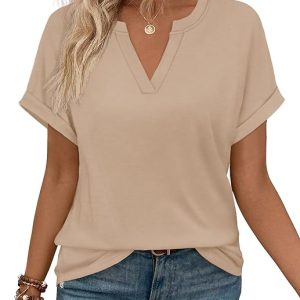 WIHOLL Womens Blouses Spring Tops Short Sleeve Shirts Dressy Casual Summer Vacation Fashion Clothing 2026