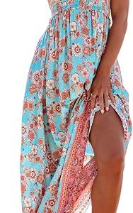 CUPSHE Women Maxi Summer Dress 2026 Floral Flowy Sundress | Spaghetti Straps Smocked Beachwear, Sleeveless, Empire Waist A Line Long Dresses, Boho Vacation Outfit, Fashion Clothes