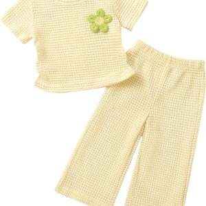 YOUNGER TREE Baby Girl Clothes Toddler Summer Outfits Short Sleeve Pants Set Cute Baby Clothes for Girls