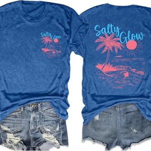 Hawaiian Shirts for Women Beach Hawaii Shirt Tropical Vacation Tops Summer | Stylish palm tree graphic, perfect for trip, holiday or beach. Great gift for women who likes hawaii vibes.