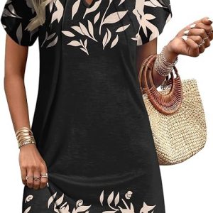Ekouaer Swimsuit Coverup for Women 2026 Petal Short Sleeve Bathing Suit Cover Ups Summer T Shirt Dress Flowy Sundresses