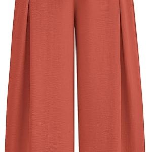 PRETTYGARDEN Women's Palazzo Wide Leg Work Dress Pants | Summer Business Casual Outfits, Tie Front, Elastic High Waisted, Trousers with Pockets, Office Interview, Spring Fall Clothes