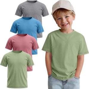 4 Pack Baby Boys' T-Shirts | Short Sleeve, Toddler 18M-5Y, Crewneck, Casual, Basic Tees, Summer, Infant Pullover Tops, School, Loose, Daily Wear, Soft