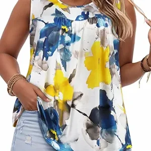 Women Plus Size Tank Top Casual Summer Tops Loose Fit Sleeveless T Shirts Trendy Crewneck Tunic Tees 2026