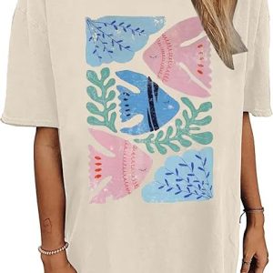 Womens Oversized Tshirt Flower Graphic Tees Nashville Music Short Sleeve Shirts Summer Casual Loose Beach Tops