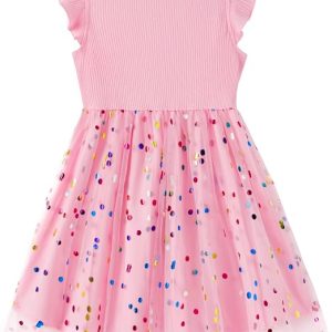 PATPAT Girls Tulle Tutu Party Birthday Princess Formal Fancy Princess Dress