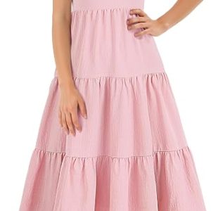 Cubear Girls Sundresses Summer Boho Tie Strap Cami Maxi Dresses with Pockets for Girls 5-13 Years