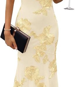 Caracilia Womens One Shoulder Wedding Guest Dress | Summer Fall Fashion Bodycon, Slim Stretch Elegant Long Maxi Dresses, Cocktail Party Formal Wear