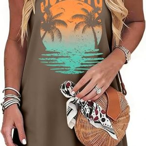 Summer Sundress for Women Beach Tank Dress Sleeveless Beach Sun Dresses | Soft Lightweight Graphic T Dress Short Casual Cover Up Dress