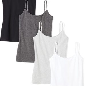 Amazon Essentials Women's Slim-Fit Camisole for Layering and Everyday Wear, Pack of 4