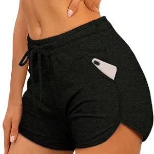 Aloodor Womens Athletic Shorts Running Dolphin Shorts with Pockets and Drawstring