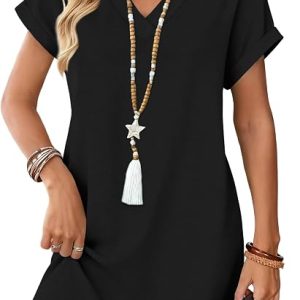 WIHOLL Summer Dresses for Women Casual Tshirt Dress Midi Dresses Fashion Beach Vacation Clothes