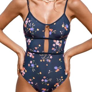 CUPSHE Women's Scoop Neck One Piece Cutout Monokini Swimsuit | Back Self Tie,Soft Removable Cups,Adjustable Straps ,Flattering Bathing Suit For Vacation And Beach