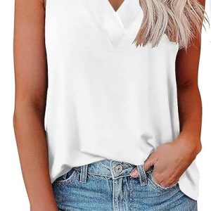 EyMuse Women V Neck Tank Tops Summer Sleeveless Tunic Casual Basic Shirts True Classic Tees Cute Trendy Clothes