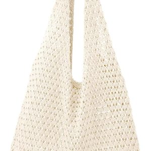 hatisan Crochet Bag for Women, Handmade Knit Beach Tote Bag Summer