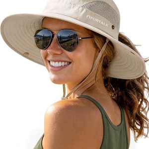 FURTALK Womens Sun Hat with Ponytail Hole Beach Hiking Summer Wide Brim UPF 50+ Outdoor Protection Foldable Bucket Hat