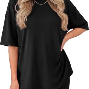 ZOOSIXX 2 Piece Sets for Women Summer - Oversized T-Shirt and Biker Shorts Lounge Sets Matching Outfit for Travel Casual