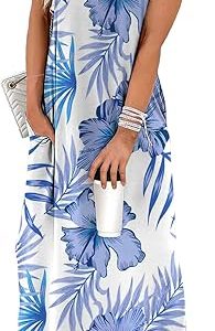 WIHOLL Summer Dresses Cap Sleeve Crewneck Maxi Long Casual Dress with Pockets Beach Vacation Sundresses 2026 Trendy