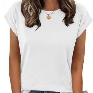 Zeagoo Womens Tops Summer Casual Cap Sleeve Tshirts Shirts Business Blouses | Dressy Spring Fashion Outfits, Trendy Clothes, Cute Crewneck Work Out Tee, Gym Clothing