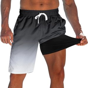 westwolf Mens Swim Trunks with Compression Liner 9" Quick Dry Board Shorts | 2-in-1 compression liner, 2 roomy side pockets, quick-dry breathable fabric, lightweight feel, beach, pool and vacations