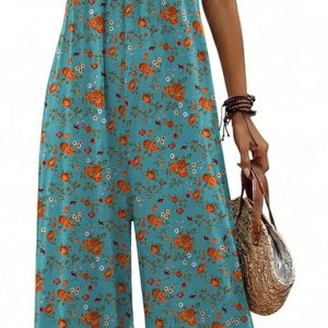 Boho Jumpsuit for Women Wide Leg Loose Romper Sleeveless Summer Overall | Adjustable Spaghetti Strap, Loose Fit Summer Jumper, Casual One Piece Jumpsuits