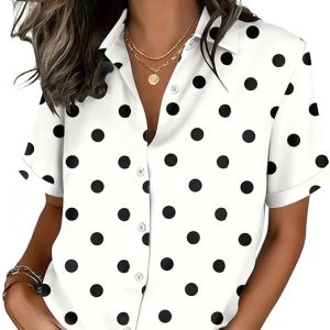 Zeagoo Button Down Shirts for Women Short Sleeve Tops Dressy Casual Blouses | Cute Summer Tops for Women, Spring Clothes, Button Up Collared Shirts, Business Casual Blouses, 2026 Office Work Clothing