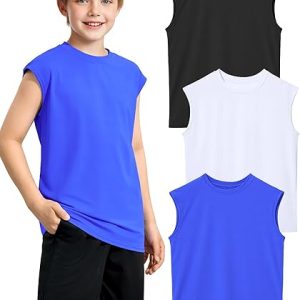 Somaibo 3 Pack Boys Tank Tops Athletic Quick Dry Sleeveless Shirts for Kids | Muscle Shirt for Boys Breathable Summer Mesh Undershirts