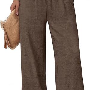 Sampeel Wide Leg Pants Woman High Waist Trousers with Pockets Casual Lounge