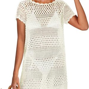 ANRABESS Women's Swimsuit Cover Ups, Mesh Knit Crochet Hollow Out, Bathing Suit for Summer Vacation, Beach Swimwear