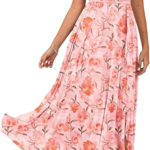 GRACE KARIN Women's Summer Floral Maxi Dress Formal Wedding Guest Dress | Sleeveless, V Neck Twist Front,Ruffle Flowy a Line,Mesh,Evening Gowns,Bridal Shower Garden Party,Beach Vacation Clothes