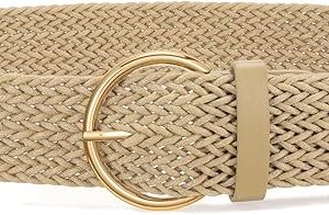 LEACOOLKEY Women Boho Woven Waist Belt Wide Braided Rattan Belt for Dress Jeans Fashion Summer Straw Raffia Belt