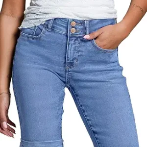 Sidefeel Women's Jean Shorts High Waisted Stretchy Bermuda Folded Hem Denim Summer Shorts