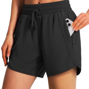Ksmien Women's 5"/ 7" Athletic Running Shorts Quick Dry Lightweight Workout Gym Shorts with Zipper Pockets UPF 50+