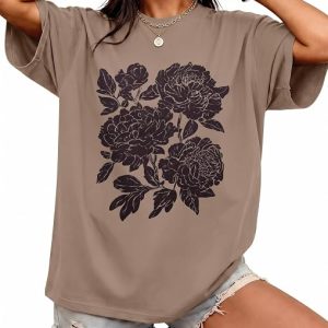 Oversized Tshirts for Women Summer Graphic Tees Casual Short Sleeve Tops | Summer Loose Casual Tee Workout Tops, Vintage Floral Shirts, Soft Baggy T Shirts, Crewneck Basic Tops