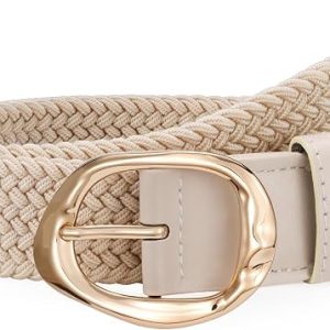 JASGOOD Braided Elastic Belt for Women Stretchy Woven Golf Belt Casual Web Belt for Jeans Pants