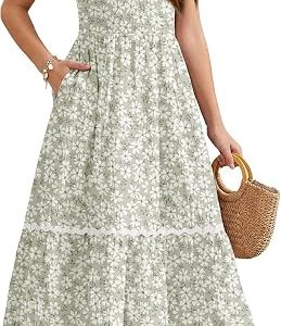 Arshiner Girls Spaghetti Strap Dress Tiered Cami Maxi Sundress with Pockets | Girls Summer Dresses for Kids 6-14 Years