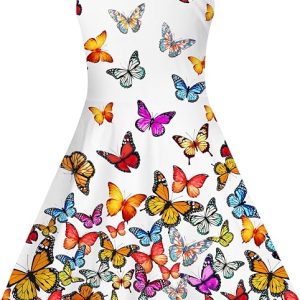BFUSTYLE Girls Dress Sleeveless Casual Floral Sundress for Girl 4-15 Years | Tween Dress; Kids Flowy Cami Swing Cute Funny Sundress for Daily, Homecoming Dress, Birthday, Party, Wedding, Vacation