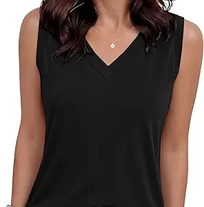 GAYHAY Womens Tank Tops Loose Fit Sleeveless Summer Shirts V Neck Flowy Blouses Casual Beach Vacation Clothes Fashion 2026