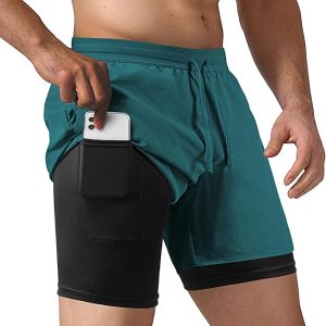 NIMOJIRO Men's 2 in 1 Running Shorts Workout Athletic Training Gym Outdoor Sports Shorts