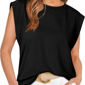 WIHOLL Cap Sleeve Tops for Women Summer Top Basic Tee Shirts Business Casual Tank Loose Fit 2026 Fashion