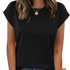 Zeagoo Womens Tops Summer Casual Cap Sleeve Tshirts Shirts Business Blouses | Dressy Spring Fashion Outfits, Trendy Clothes, Cute Crewneck Work Out Tee, Gym Clothing