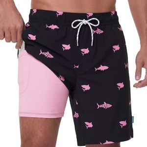Sixfish Mens Swim Trunks 7 Inch Quick Dry Board Shorts with Pockets | Compression Liner,Zipper & Liner Pockets,Waterproof,Anti-Chafing,UV protection,Beach Shorts,Vacation,Bathing Suit,Swimsuit